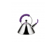 3909 Kettle in 18/10 stainless steel with handle and whistle in PA, purple. Magnetic steel bottom suitable for induction cooking. Limited edition of 9999 numbered copies.