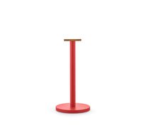 Mattina Kitchen roll holder in steel coloured with epoxy resin, red. Knob in bamboo wood. 