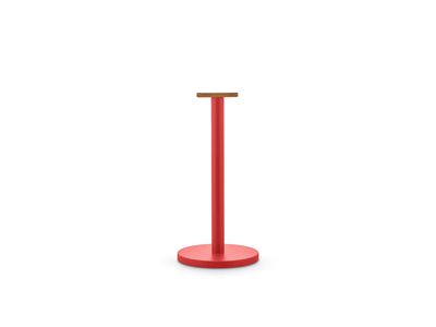 Mattina Kitchen roll holder in steel coloured with epoxy resin, red. Knob in bamboo wood.