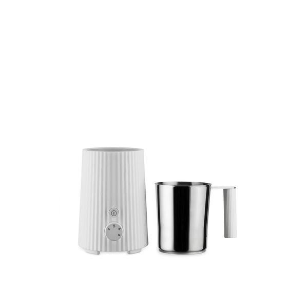 Plissé Multi-function induction milk frother in thermoplastic resin, white. Jug in 18/10 stainless steel. European plug. 600 W 