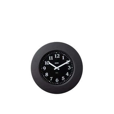 Momento Wall clock in 18/10 stainless steel coloured with epoxy resin, black.  Alessi