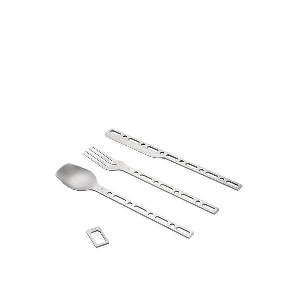 Occasional Object Cutlery set: spoon, fork, knife with carabiner in 18/10 stainless steel. Limited edition of 999 numbered copies and 3 artist's proofs. 