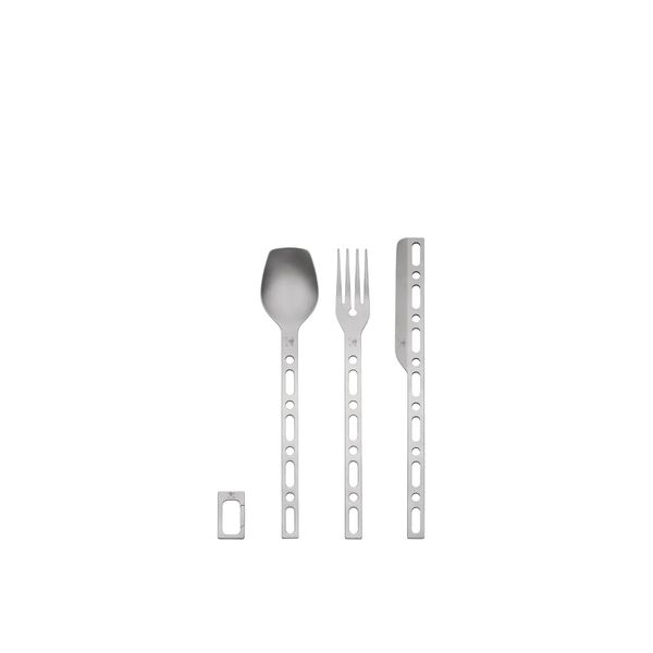 Occasional Object Cutlery set: spoon, fork, knife with carabiner in 18/10 stainless steel. Limited edition of 999 numbered copies and 3 artist's proofs. 