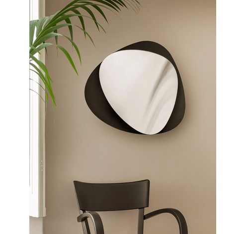 Colombina collection Wall mirror with frame in steel coloured with epoxy resin, black.  Alessi