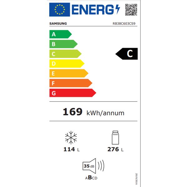 Samsung Koel-vriescombinatie (390L) RB38C603CS9/EF WiFi Zilver