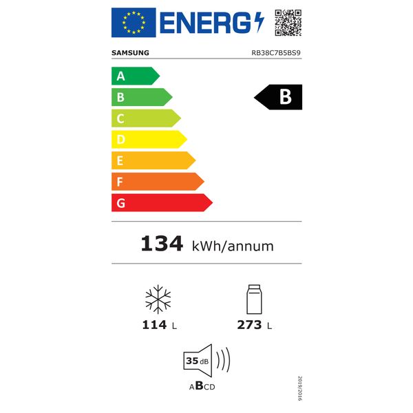 Samsung Koel-vriescombinatie (390L) RB38C7B5BS9/EF WiFi Silver