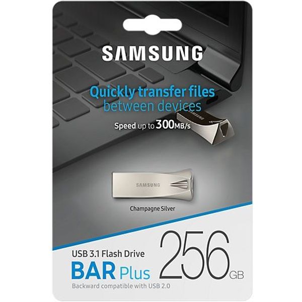 Samsung BAR Plus - USB stick - USB 3.1 - USB A - 256 GB - Zilver