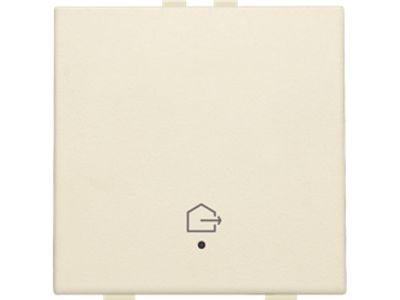 Enkelvoudige drukknop met led, symbool "woning verlaten", cream