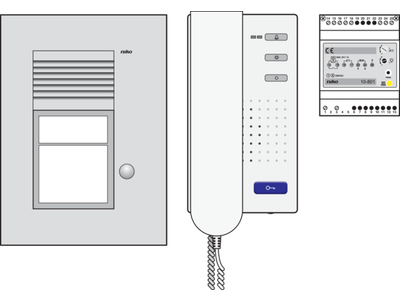 Niko Toegangscontrole - Audiokit met inbouwbuitenpost met één beldrukknop, voeding en binnenpost met hoorn, voorgeprogrammeerd