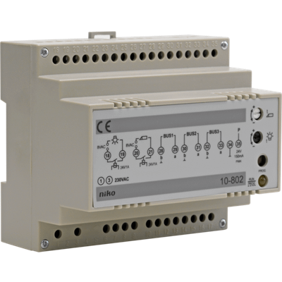 Alimentation pour un système de contrôle d'accès de max. 80 postes intérieurs et 4 postes extérieurs (uniquement parlophonie)  Niko