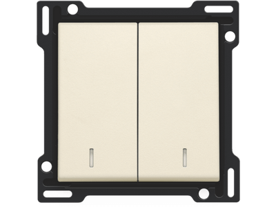 Afwerkingsset met dubbele lens voor serieschakelaar, wisselschakelaar + drukknop N.O., dubbele wisselschakelaar of dubbele drukknop N.O. of N.G., cream