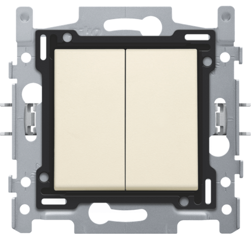 Serieschakelaar, sokkel, insteekklemmen en afwerkingsset, cream  Niko