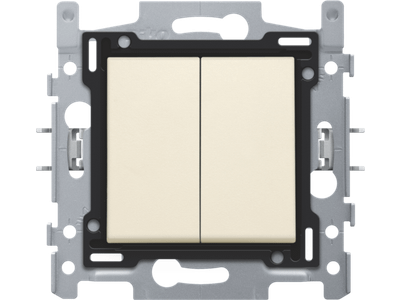 Dubbele wisselschakelaar, sokkel, insteekklemmen en afwerkingsset cream