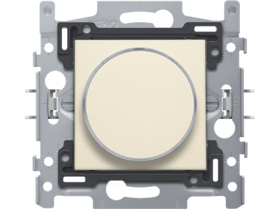 Drukknop 6 A met amberkleurige led, sokkel, schroefklemmen en afwerkingsset met doorschijnende ring cream