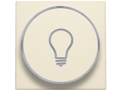 Afwerkingsset met doorschijnende ring met lampsymbool voor drukknop 6A met amberkleurige led met E10-lampvoet, cream