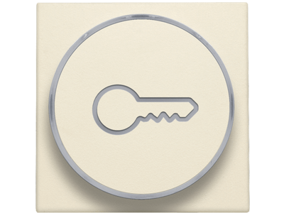 Afwerkingsset met doorschijnende ring met sleutelsymbool voor drukknop 6A met amberkleurige led met E10-lampvoet, cream