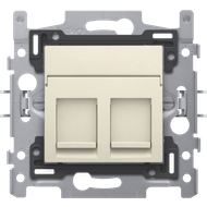 2 connexions RJ11 UTP, design plat, base et set de finition crème 