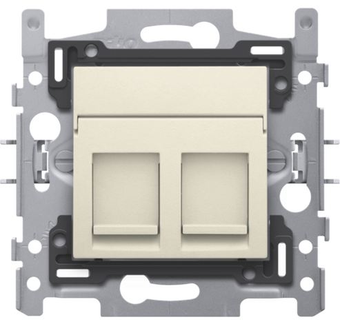 2 connexions RJ11 UTP, design plat, base et set de finition crème  Niko