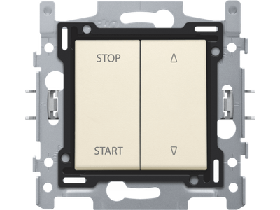 Rolluikschakelaar elektrisch gescheiden, sokkel, insteekklemmen en afwerkingsset cream