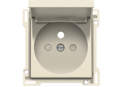 Afwerkingsset voor stopcontact met klapdeksel, penaarde en beschermingsafsluiters, inbouwdiepte 28,5 mm, cream