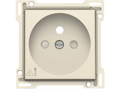 Afwerkingsset voor stopcontact met overspanningsbeveiliging, penaarde en beschermingsafsluiters, inbouwdiepte 28,5 mm, incl. overspanningsmodule met rode led, cream