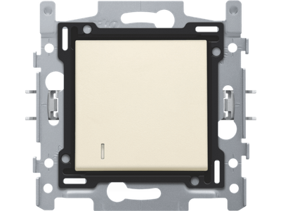 Enkelpolige controleschakelaar met 3 aansluitklemmen, sokkel, insteekklemmen en afwerkingsset, cream
