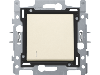 Wisselcontroleschakelaar met 4 aansluitklemmen, sokkel, insteekklemmen en afwerkingsset, cream