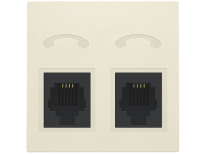 Afwerkingsset voor telefooncontactdoos met 2 RJ11-contacten in parallel, cream