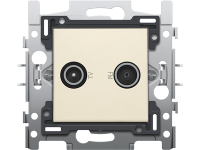 2x enkelvoudige coaxaansluiting voor tv en FM, sokkel en afwerkingsset cream