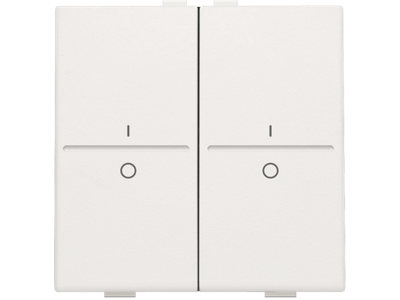 Tweevoudige toets met opdruk I en 0 voor draadloze schakelaar of drukknop met 4 bedieningsknoppen, white