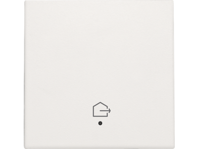 Afwerkingsset met lens voor geconnecteerde enkelvoudige schakelaar met symbool "woning verlaten", white