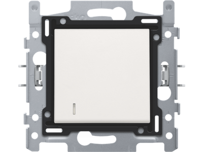 Drukknop N.O. met 3 aansluitklemmen, sokkel, insteekklemmen en afwerkingsset met lens white
