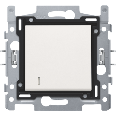 Drukknop N.O. met 3 aansluitklemmen, sokkel, insteekklemmen en afwerkingsset met lens white 