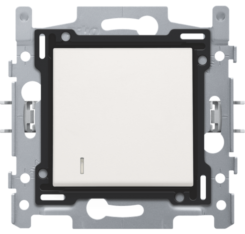 Bouton poussoir N.O. avec 3 bornes de connexion, base, bornes enfichables et kit de finition avec lentille blanche  Niko