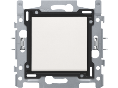 Drukknop N.O. met 3 aansluitklemmen, sokkel, insteekklemmen en afwerkingsset white