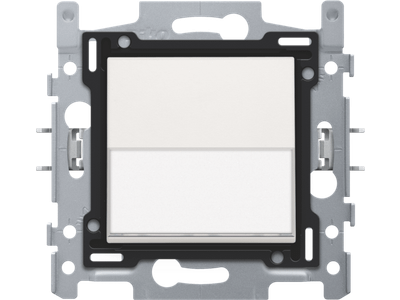 Drukknop N.O. met 3 aansluitklemmen, sokkel, schroefklemmen en afwerkingsset met tekstveld white