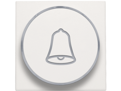 Afwerkingsset met doorschijnende ring met belsymbool voor drukknop 6 A met amberkleurige led met E10-lampvoet, white