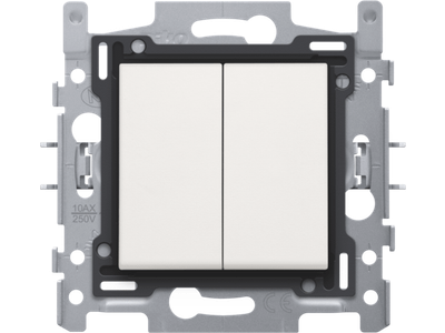 Dubbele drukknop, sokkel, schroefklemmen en afwerkingsset white