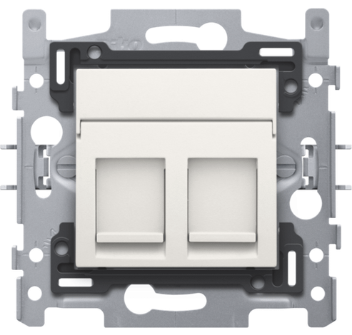 2 connexions RJ11 UTP, design plat, base et kit de finition blanc  Niko