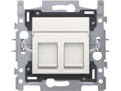 2 RJ45-aansluitingen STP cat. 6A, vlakke uitvoering, sokkel 60x71 klauw en afwerkingsset white