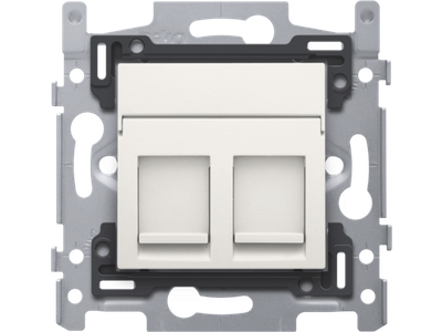 2 RJ45-aansluitingen UTP cat. 5E, vlakke uitvoering, sokkel en afwerkingsset white