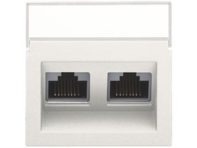 Centraalplaat data 2x RJ schuine uitgang, white