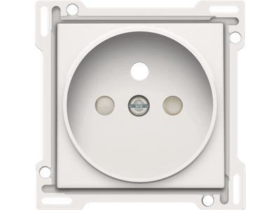 Afwerkingsset voor stopcontact met penaarde en beschermingsafsluiters, inbouwdiepte 21 mm, white