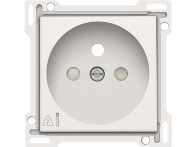 Afwerkingsset voor stopcontact met overspanningsbeveiliging, penaarde en beschermingsafsluiters, inbouwdiepte 28,5 mm, incl. overspanningsmodule met rode led, white