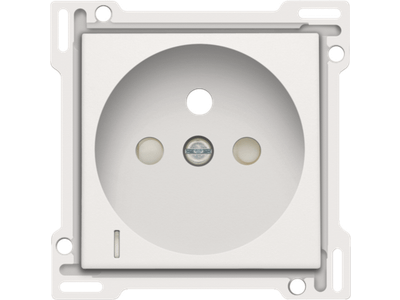 Afwerkingsset met doorschijnende lens voor stopcontact met spanningsaanduiding, penaarde en beschermingsafsluiters, inbouwdiepte 28,5 mm, white