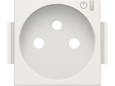 Afwerkingsset voor geconnecteerde schakelbare wandcontactdoos met penaarde en bedieningsknop, white