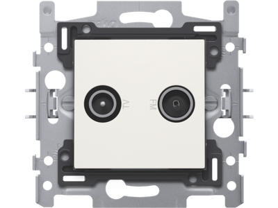 2x enkelvoudige coaxaansluiting voor tv en FM, sokkel en afwerkingsset white