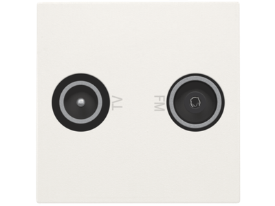 Afwerkingsset voor 2x enkelvoudige coaxaansluiting voor tv en FM, voor inbouw in installatiekanalen of spatwaterdicht schakelmateriaal