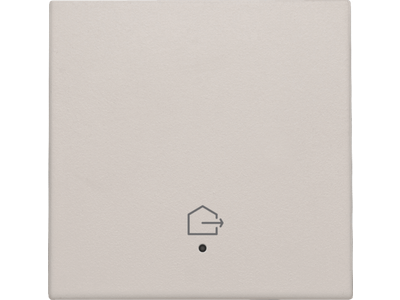 Afwerkingsset met lens voor geconnecteerde enkelvoudige schakelaar met symbool "woning verlaten", light grey