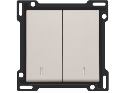 Afwerkingsset met dubbele lens voor serieschakelaar, wisselschakelaar + drukknop N.O., dubbele wisselschakelaar of dubbele drukknop N.O. of N.G., light grey